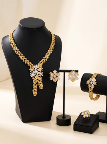 Titilayo Daisy Jewelry Set, 4 Piece Gold Plated Set for Women