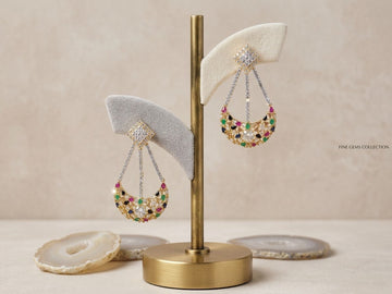 Simisola Crystal Crescent Chandelier Earrings for Women, Multicolor and Gold Statement Earrings