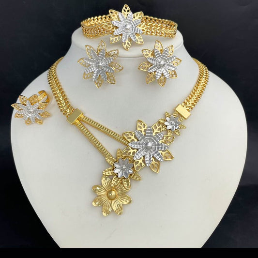 Bolanle Elegance 18K Gold Plated Party Jewelry Set – Statement Necklace, Earrings, Bracelet & Ring