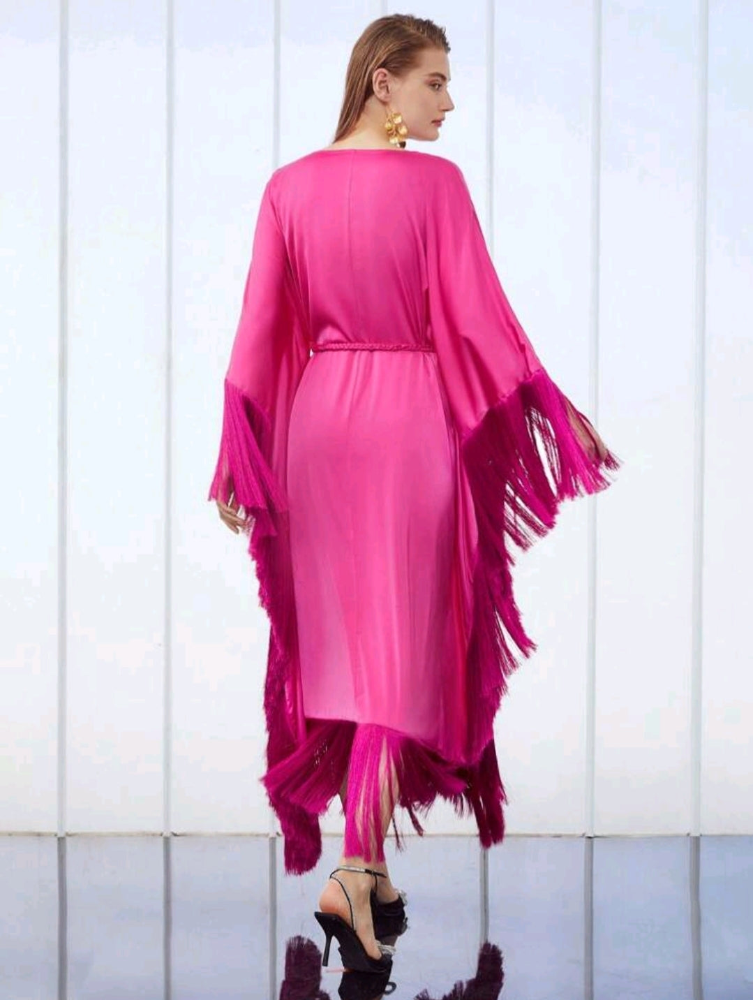 Belted Fringe Goddess Dress  image 1