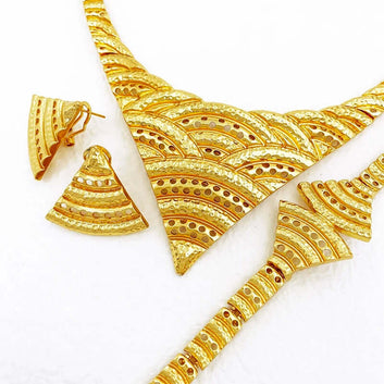 Adeliss Luxe Jewelry Set – 24K Gold-Plated Necklace, Earrings, Bracelet & Ring | FancyDaria Non-Tarnish Women’s Jewelry