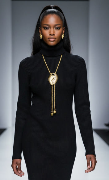 Ayana Luxe Gold Plated Sweater Necklace & Earrings Set