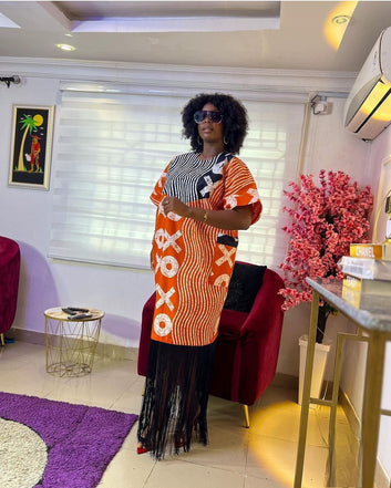 Ibukun Fringe African Print Dress