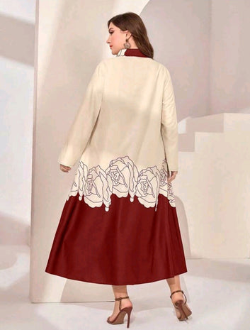 Floral Print Color Block Dress Shirt