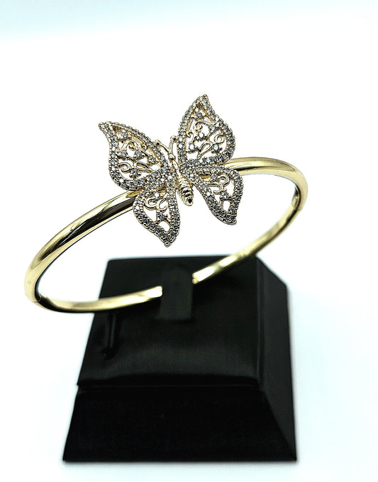 Golden Rhinestone Butterfly Bangle