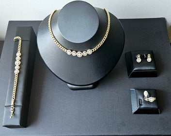 Zina Luxe 18k Gold Plated Jewelry Set – Chain Necklace, Bracelet, Earrings & Ring