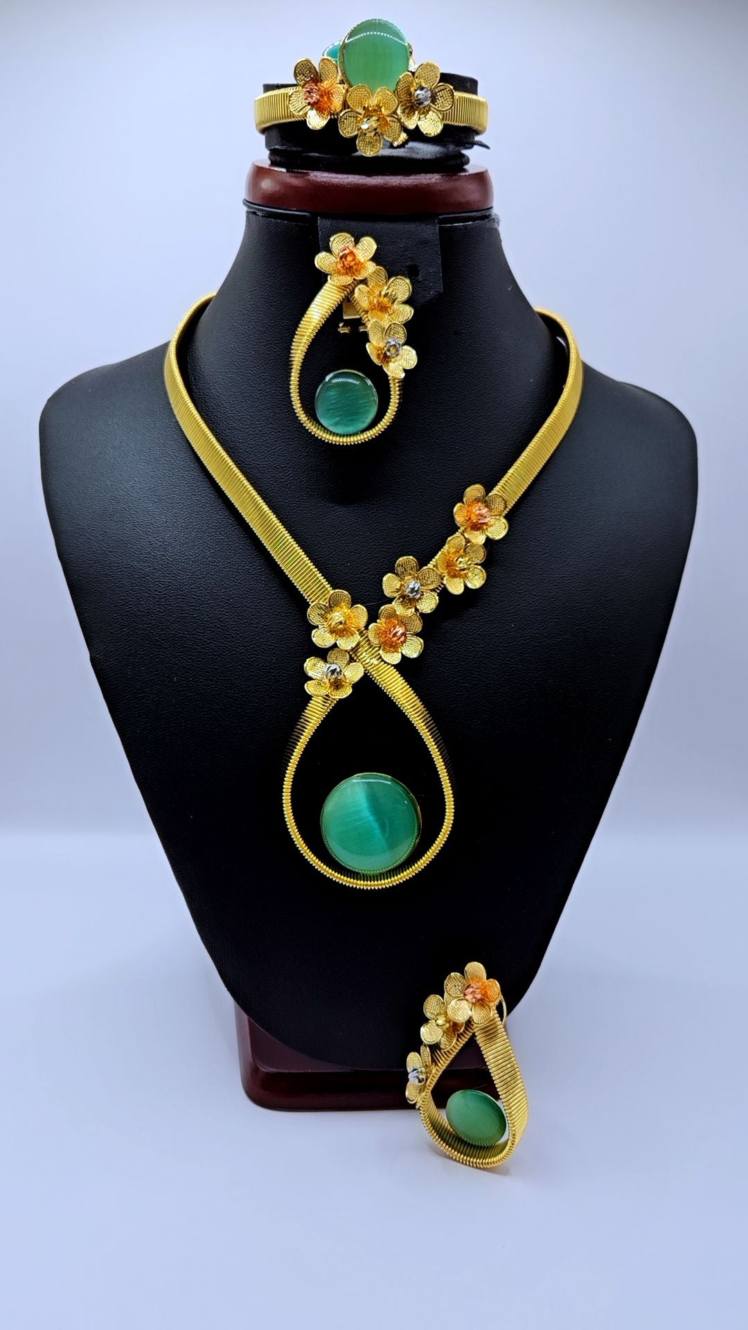 Ewa Floral Brazilian Jewelry Set – Necklace, Earrings & Bracelet | Brazilian Wedding Jewelry for Women