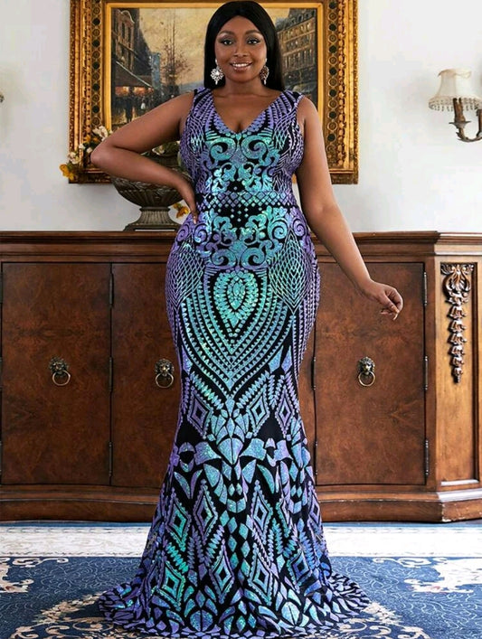 Blue Sequin Formal Dress