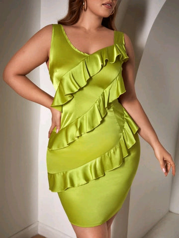 Sexy Plus Ruffle Trim Bodycon Dress image 0