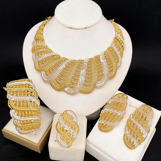 Olaitan 18k Gold Plated Jewelry Set – Necklace, Bracelet, Earrings & Ring