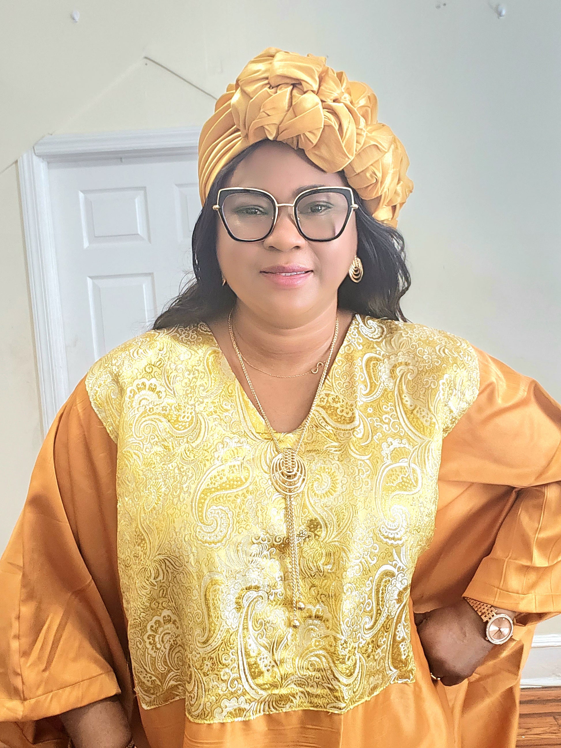 Yellow Silk Boubou Neckline image 2
