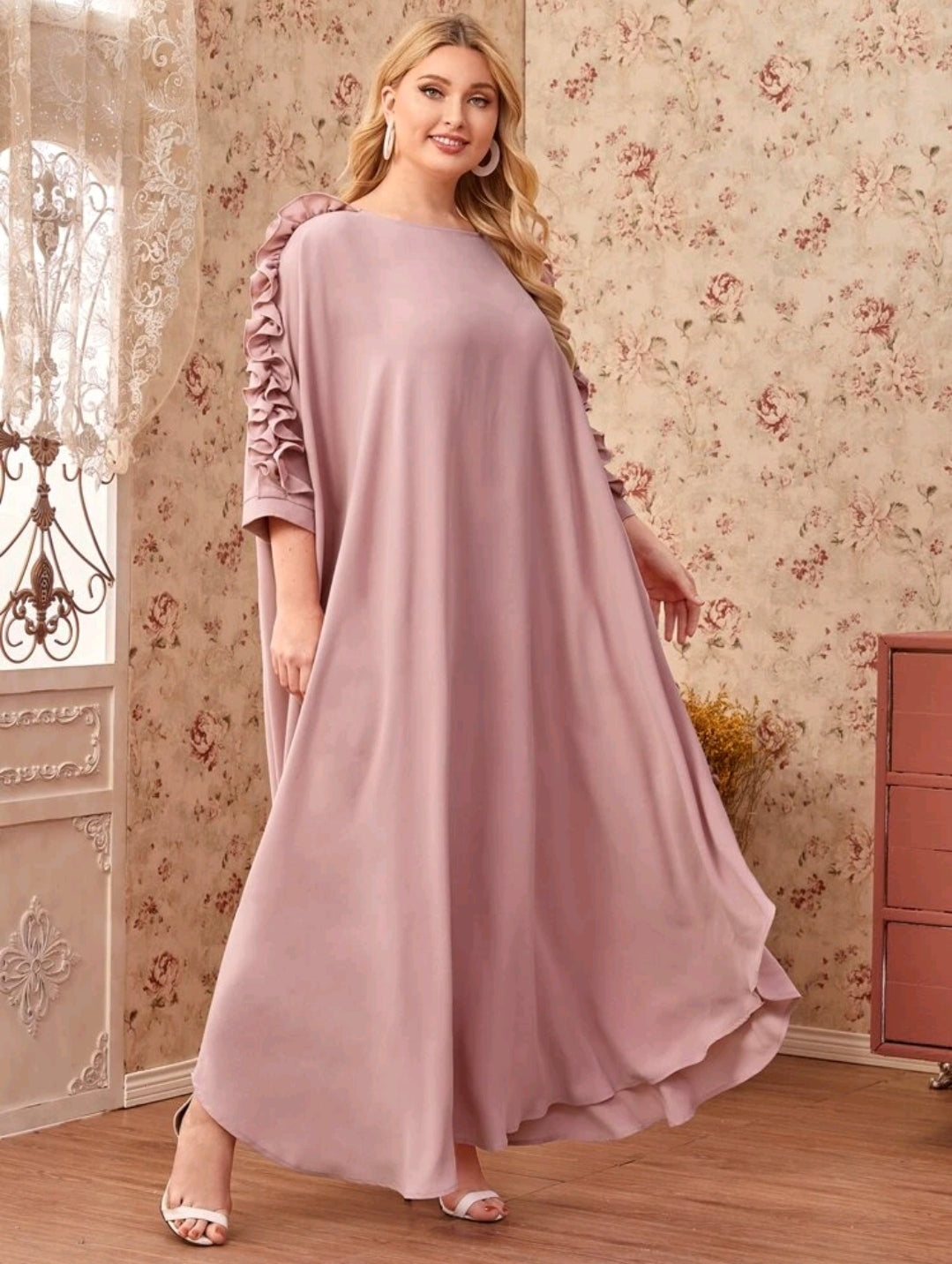 Pink Ruffle Maxi Dress image 2