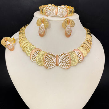 Adunke 18k Gold Plated Jewelry Set – Butterfly Necklace, Earrings, Bracelet & Ring