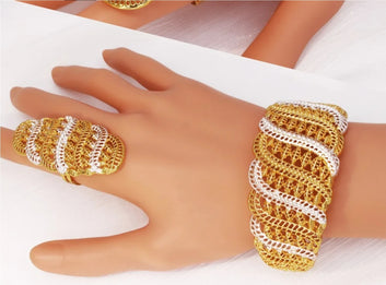 Olaitan 18k Gold Plated Jewelry Set – Necklace, Bracelet, Earrings & Ring