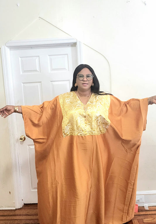 Yellow Silk Boubou Neckline