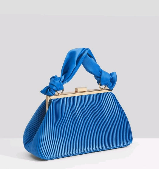 Fancy Knot Blue Clucth Bag