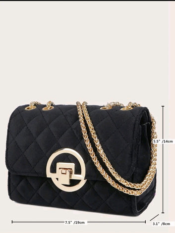 Quilted Buckle Chain Shoulder Bag