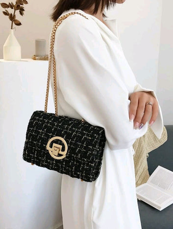 Mini Plaid Pattern Chain Flap Square Bag