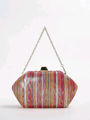 Hexagon Clasp Pink Clutch Bag