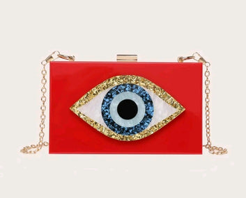 Blue Eye Red Clutch Square Bag