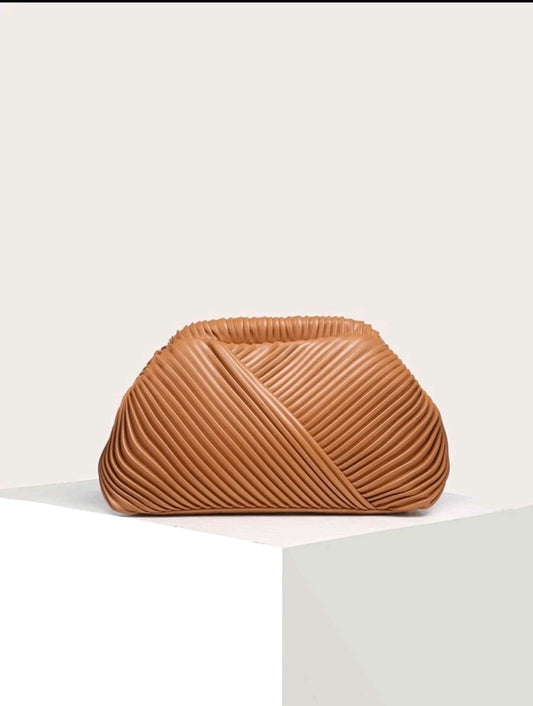 Glamorous Ruched Brown Bag