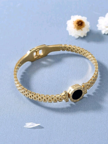 Stainless Steel Roman Numerals Decor Bangle