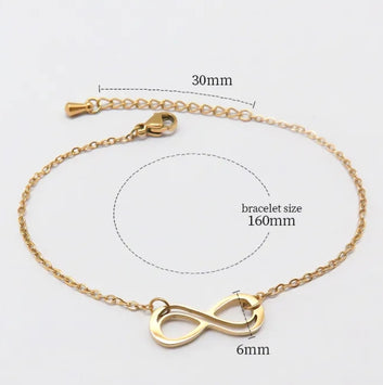 Gold One Infinity Necklace & Bracelet Minimalist