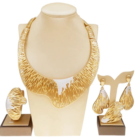 Subomi 18k Gold Plated Jewelry Set – Elegant Necklace, Earrings, Bracelet & Ring for Special Occasions