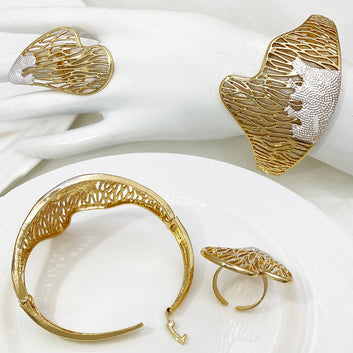Subomi 18k Gold Plated Jewelry Set – Elegant Necklace, Earrings, Bracelet & Ring for Special Occasions