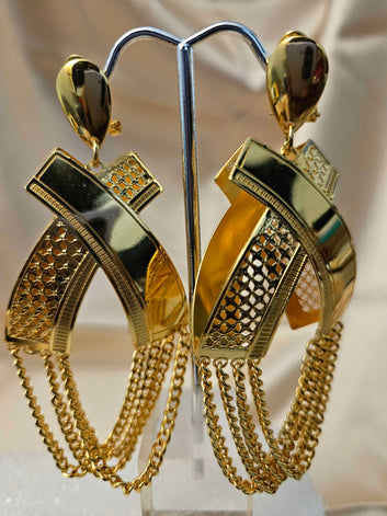 Golden Symphony Chandelier Earrings