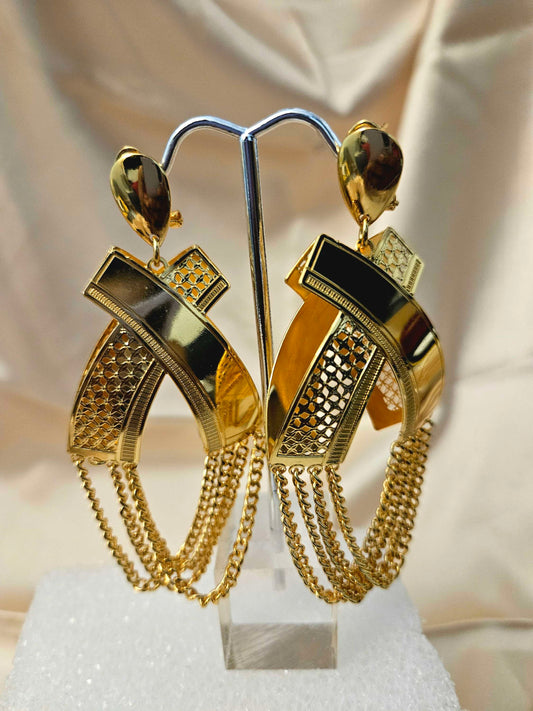 Golden Symphony Chandelier Earrings