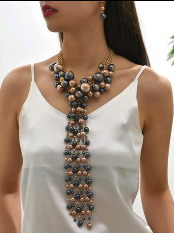Designer Inspired 2 Piece Chunky Faux Pearl Set