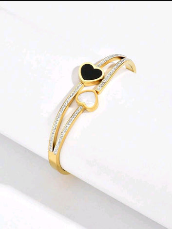Heart and Rhinestone Bangle