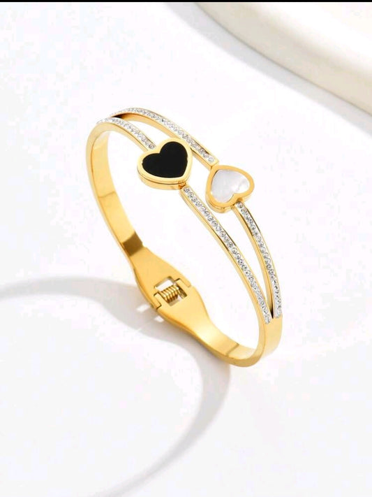 Heart and Rhinestone Bangle