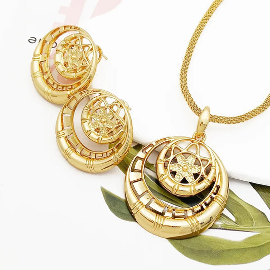 Jewel One Gold Plated Moon Round 3pcs Set