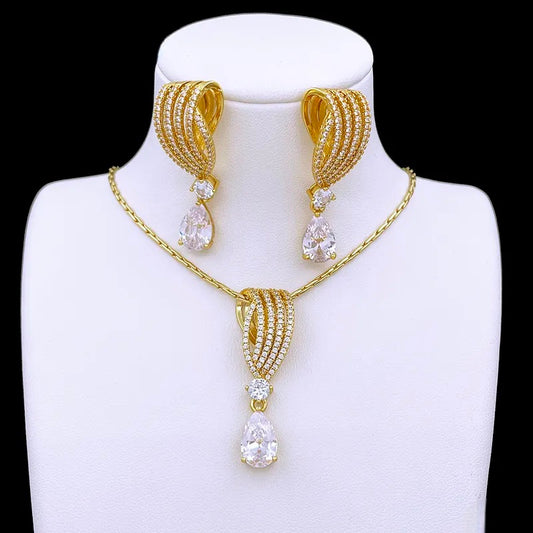 Teardrop Zirconia Necklace and Earring Set