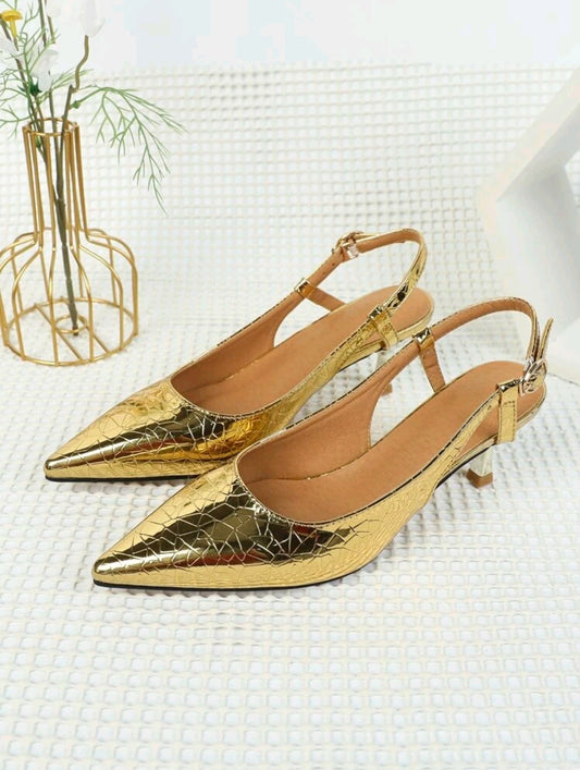 Glamorous Gold Slingback Pumps