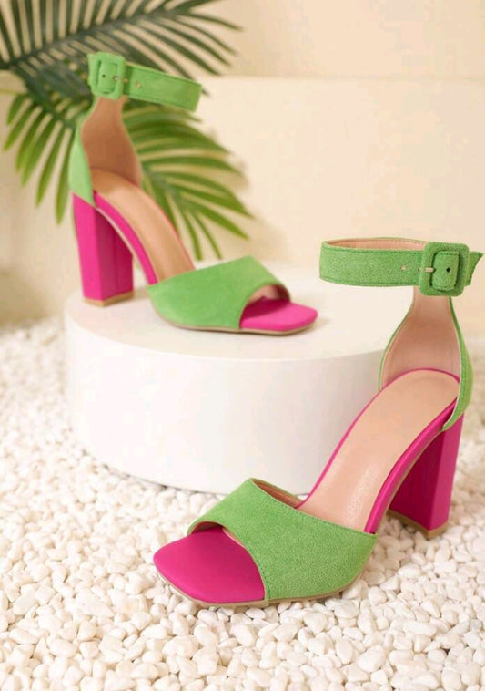 Trendy Multi Color block heel Sandal