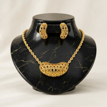 Adetutu Gold Filigree Jewelry Set, 2 Piece Necklace and Earrings for Women