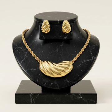 Ireti Swirl Wave Jewelry Set, 2 Piece Necklace and Earrings for Women, Gold and Silver