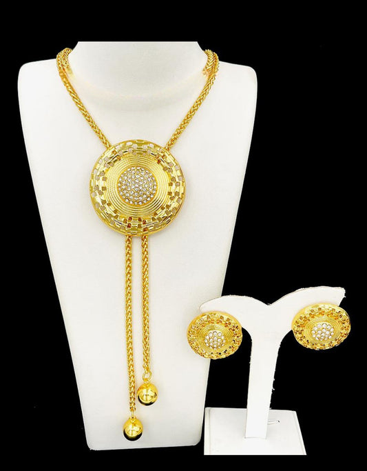 Elaré 18k Gold Plated Sweater Necklace & Earrings Set