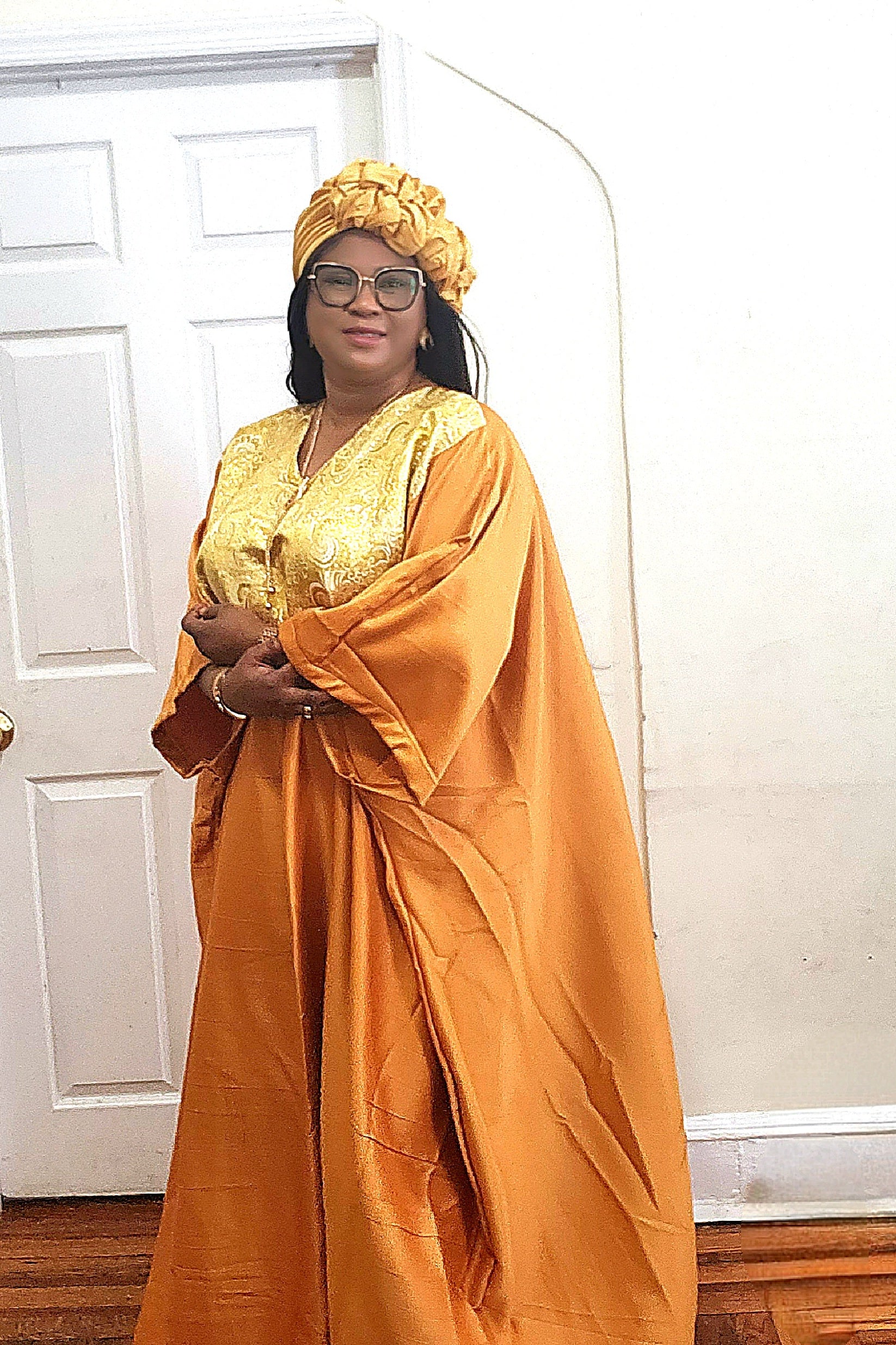 Yellow Silk Boubou Neckline image 3