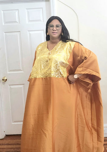 Yellow Silk Boubou Neckline