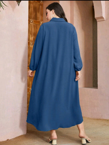 Lantern Sleeve High Low Shirt Dress
