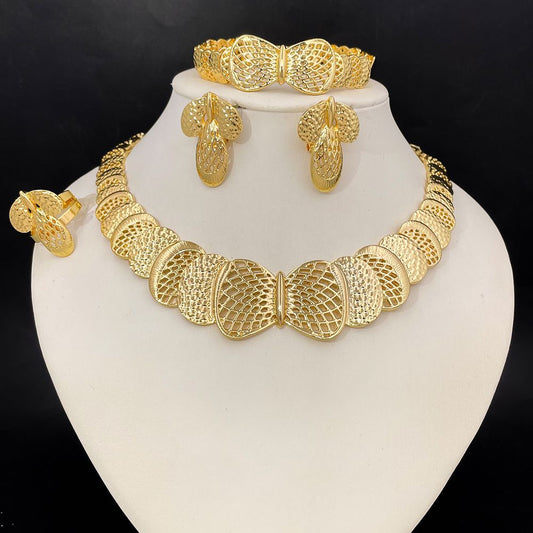 Adunke 18k Gold Plated Jewelry Set – Butterfly Necklace, Earrings, Bracelet & Ring