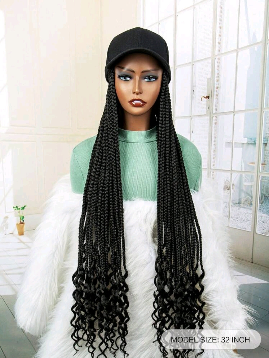 Long Braided Synthetic  Wig Hat  image 0