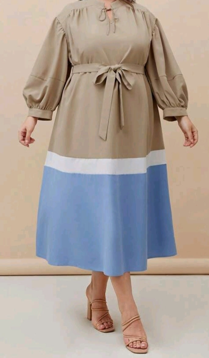 Beige Tie-Neck Dress image 5