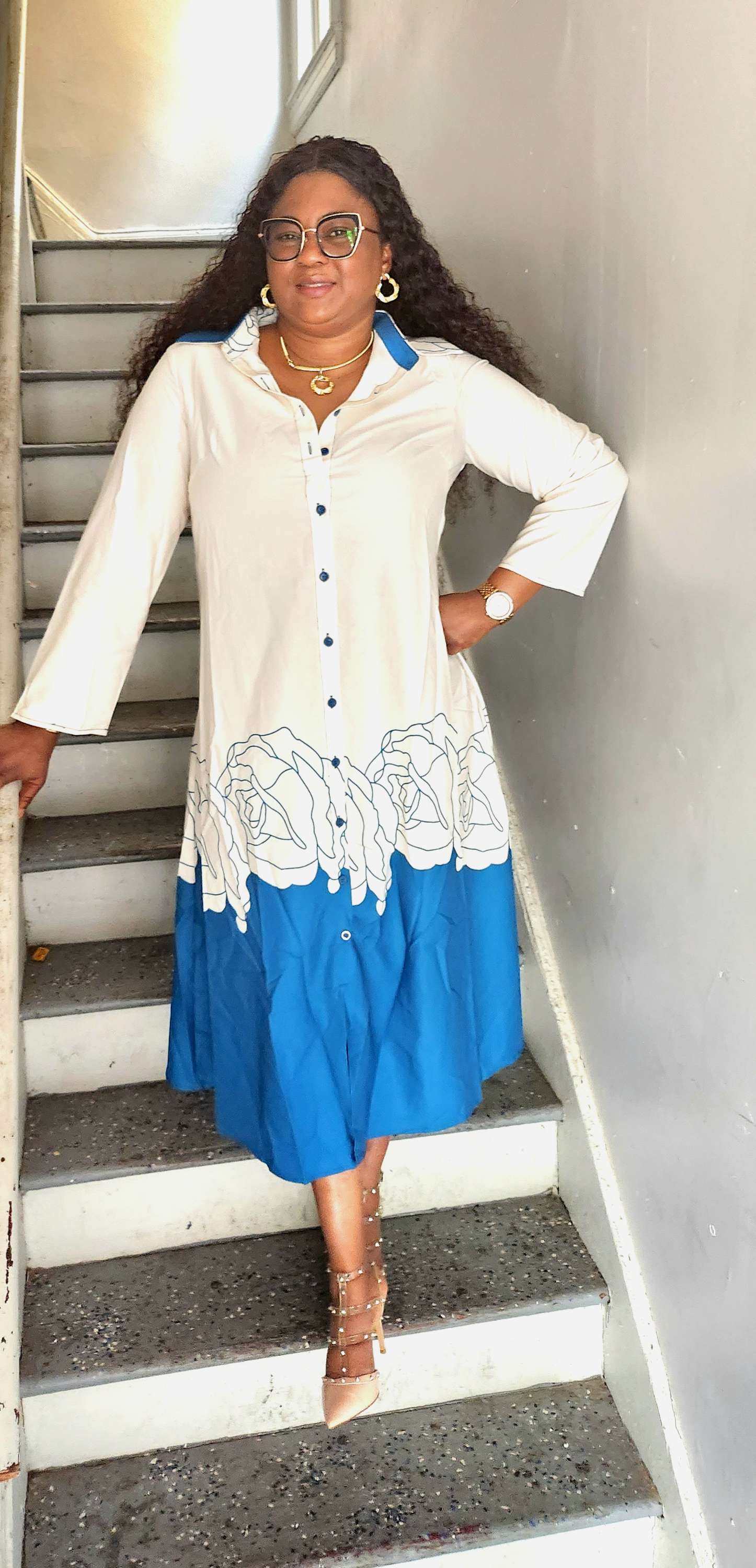  Floral Print Color Block Dress Shirt image 5