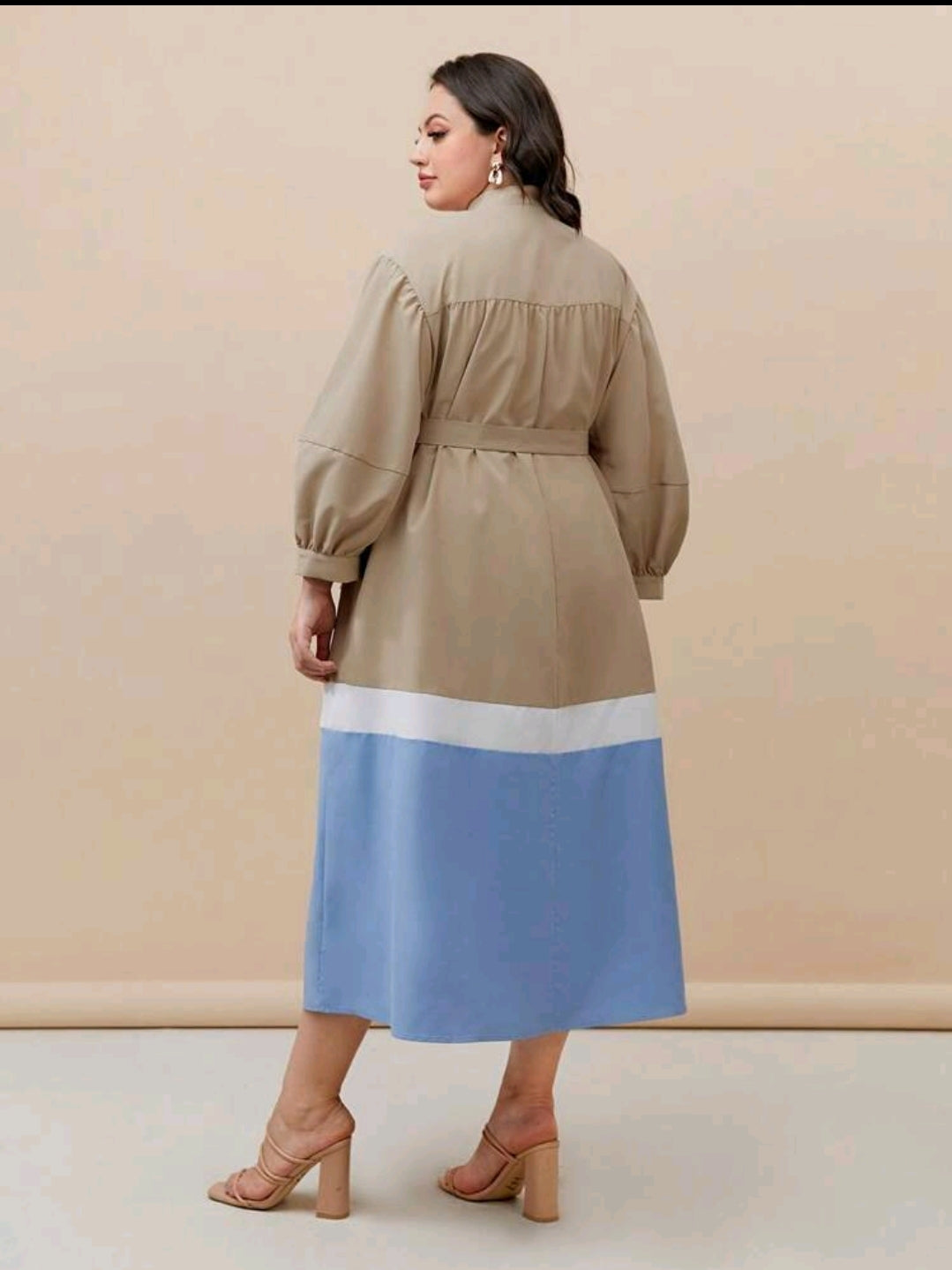 Beige Tie-Neck Dress image 4