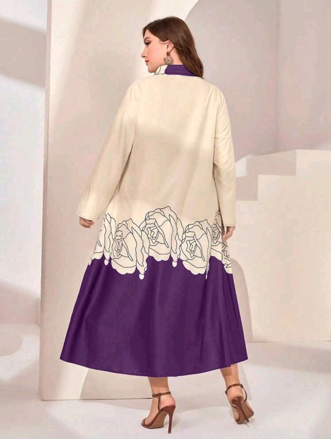  Floral Print Color Block Dress Shirt image 4